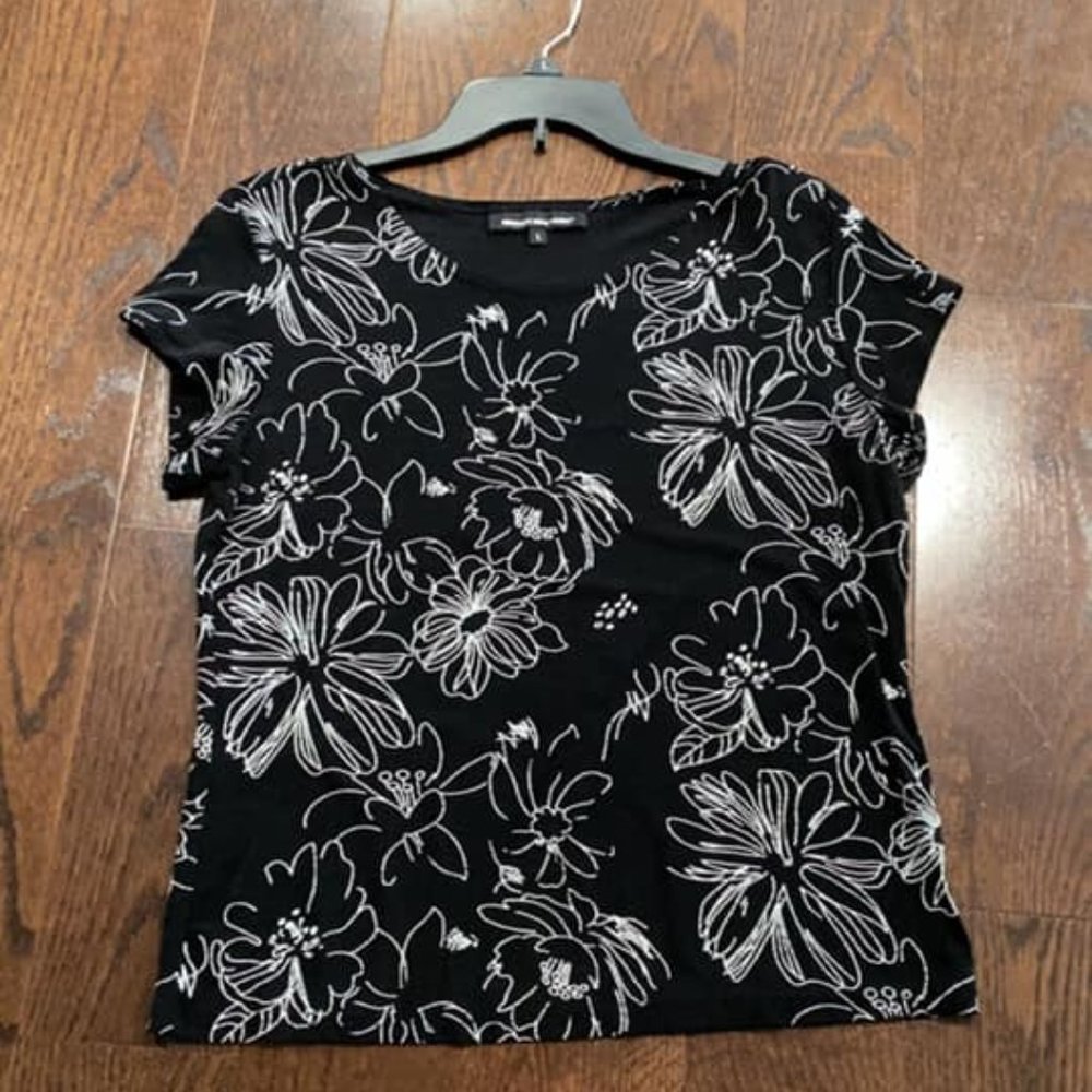 Black Top with White Flowers